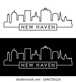 New Haven skyline. Linear style. Editable vector file.