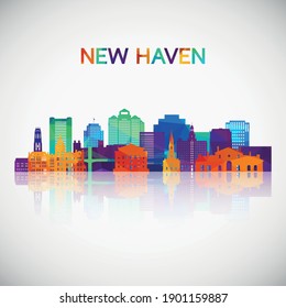 New Haven skyline silhouette in colorful geometric style. Symbol for your design. Vector illustration.