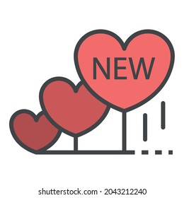 New heart grow icon. Outline new heart grow vector icon color flat isolated on white