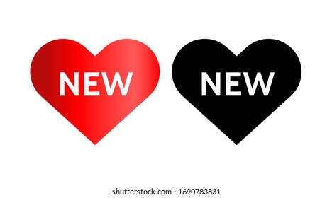 New, heart shaped sticky note tag, label ,icon.Vector isolated symbol illustration