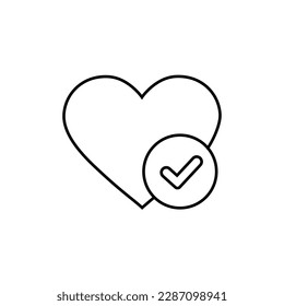 New Heart tick vector icon, flat design healthy heart with checkmark symbol illustration, Medicines for heart logo.