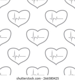 New Heartbeat white and black seamless pattern for web design. Vector symbol