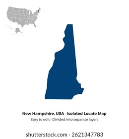 New Hempshire State, Locate Isolated Map Shilloutte