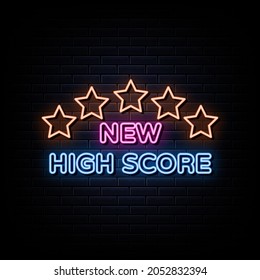 New High Score Neon Signs Vector. Design Template Neon Sign