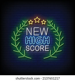 New High Score Neon Signs Style Text Vector