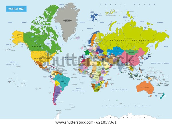 Image Vectorielle De Stock De Nouvelle Carte Politique Du Monde Tres