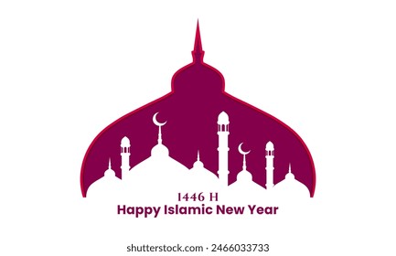 New Hijri year islamic greeting design. Happy islamic new year celebration template. Vector illustration