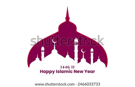 New Hijri year islamic greeting design. Happy islamic new year celebration template. Vector illustration