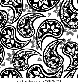 New Hit Paisley black pattern vector monochrome textile print fashion seamless