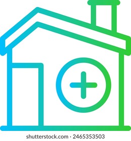 New home real estate icon with blue and green gradient outline style. new, home, house, together, woman, family, people. Vector Illustration