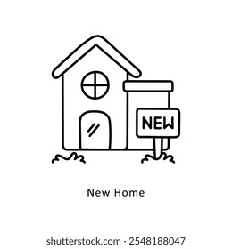 New Home Vector Outline icon style illustration. EPS 10 file