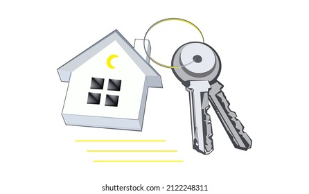 una casa nueva, un montón de claves.ilustración vectorial.aislado en un fondo blanco.print.textiles, papel pintado, fondo,logotipo.diseño para su negocio.