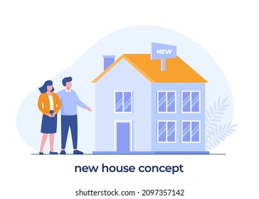 new house concept, real estate investment, residential, flat illustration template and background