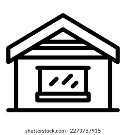 New house icon outline vector. Roof repair. Construction worker