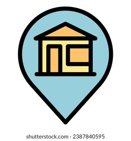 New house location icon outline vector. Move service. Home furniture color flat