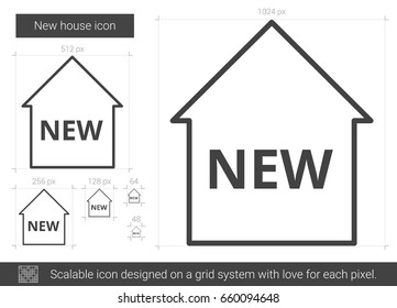 Icono de nueva línea vectorial de casa aislado en fondo blanco. Nuevo icono de la línea de la casa para infografía, sitio web o aplicación. Icono escalable diseñado en un sistema de cuadrícula.