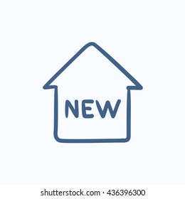 New house vector sketch icon isolated on background. Hand drawn New house icon. New house sketch icon for infographic, website or app.