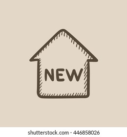New house vector sketch icon isolated on background. Hand drawn New house icon. New house sketch icon for infographic, website or app.