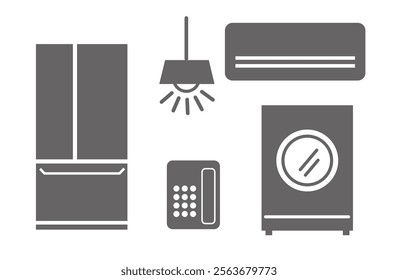 New household appliances icon set vector material monochrome