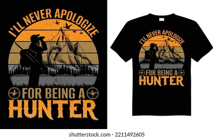 New Hunting T Shirt Design, Hunting Club T-shirt Print Mockup, Wild Animal Hunting, Vector Emblem. Design For Your Business.