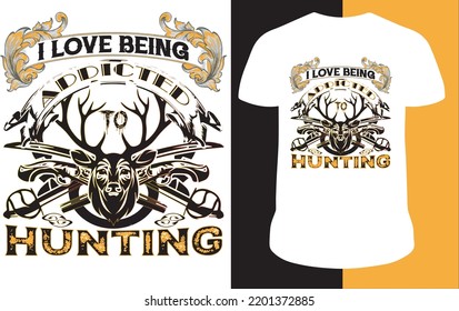 New hunting t-shirt design vector. Hunting t-shirt grunge. Deer, rifle.