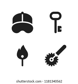 new icon. 4 new vector icons set. pizza cutter, baseball cap and key icons for web and design about new theme