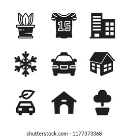 new icon. 9 new vector icons set. plant, electric car and jersey icons for web and design about new theme