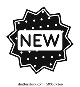 New icon in black style isolated on white background. Label symbol stock vector illustration.