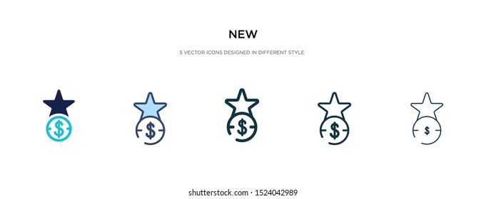 new icon in different style vector illustration. two colored and black new vector icons designed in filled, outline, line and stroke style can be used for web, mobile, ui