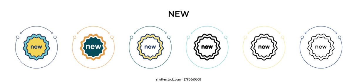 Nuevo icono en el estilo relleno, delgado, contorno y trazo. Ilustración vectorial de dos nuevos diseños de vectores de color y negro se pueden utilizar para móviles, ui, web