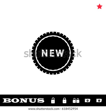 New icon flat. Black pictogram on white background. Vector illustration symbol and bonus button open and closed lock, folder, star