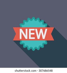 New icon. Flat vector related icon with long shadow for web and mobile applications. It can be used as - logo, pictogram, icon, infographic element. Vector Illustration.