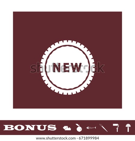 New icon flat. White pictogram on brown background. Vector illustration symbol and bonus icons