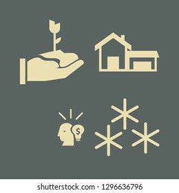new icon set with snowflakes, idea and sprout in hand vector illustration