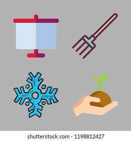 new icon set. vector set about white board, pitchfork, sprout and snowflake icons set.