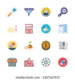 new icon set. vector set about furniture, paint bucket, filter and money icons set.