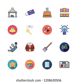 new icon set. vector set about idea, pitchfork, knife and newspaper icons set.