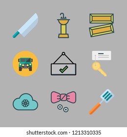 new icon set. vector set about knife, spatula, bow tie and snowing icons set.