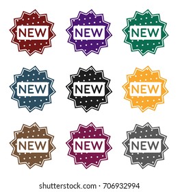 New icon in style isolated on white background. Label symbol stock vector illustration.