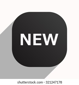 New. icon. vector. Flat design style, black button for Mobile Applications