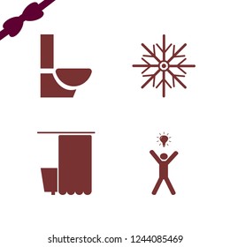 new icon. new vector icons set snowflake, happy man bulb, bathroom and toilet