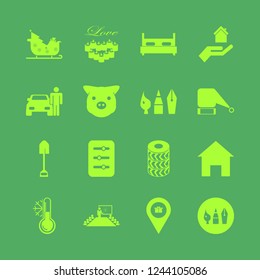 new icon. new vector icons set man with car, gift location, temperature snowflake and hand house
