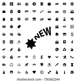 New icon vector isolated on white background. set of filled shopping icons.