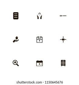 new icons. filter, parcel four directions, search house and cabinet vector icons set