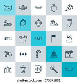 New Icons Set. Collection Of Fishing, Wax, Sweet And Other Elements. Also Includes Symbols Such As Piece, Ginger, Caramel.