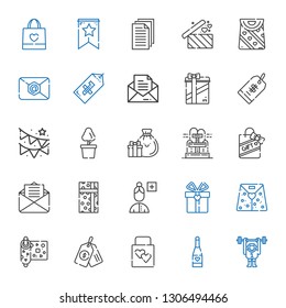 new icons set. Collection of new with monkey, champagne, wedding gift, price tag, wrapping, paper bag, gift, add user, email, fountain, gifts. Editable and scalable new icons.