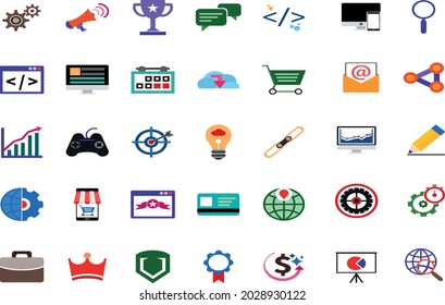  nuevos íconos Conjunto de diseños planos vectoriales de calidad premium para los conceptos modernos, marketing en medios sociales, web y aplicaciones