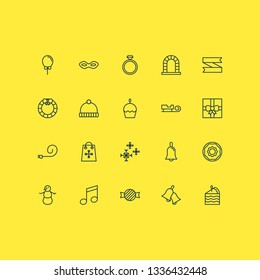 New icons set with ring, pastry slice, bell and other arch elements. Isolated vector illustration new icons.