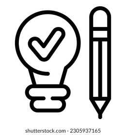 New idea bulb icon outline vector. Rocket strategy. Report target