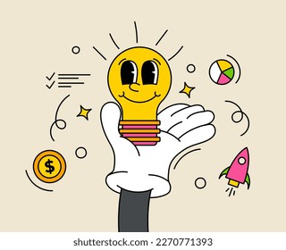 New idea concept. Rocket start up icon. startup, business plan, project development, from idea to realisation. Creative concept for web banner, social media banner